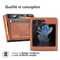 imoshion Étui de téléphone portefeuille Luxe Samsung Galaxy Z Flip 5 - Brun