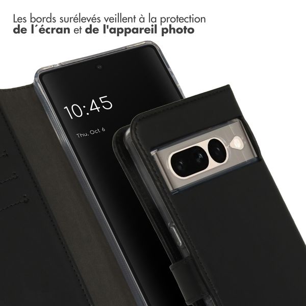 Selencia Étui de téléphone portefeuille en cuir véritable Google Pixel 7 Pro - Noir