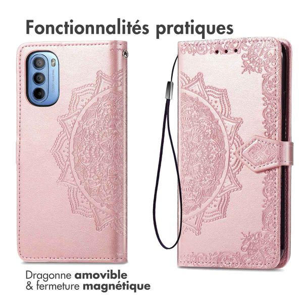 imoshion Etui de téléphone portefeuille Mandala Motorola Moto G14 - Rose Dorée