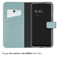 Selencia Étui de téléphone portefeuille en cuir véritable Samsung Galaxy A34 (5G) - Air Blue