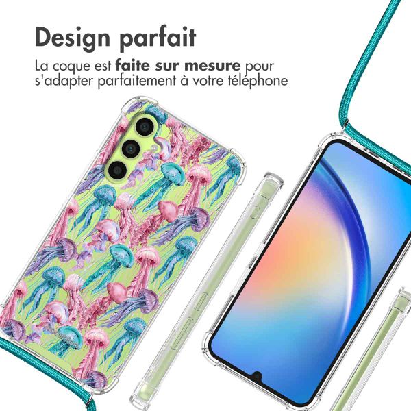 imoshion Coque Design avec cordon Samsung Galaxy A34 (5G) - Jellyfish Watercolor