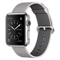 Apple Bracelet en nylon tissé Apple Watch Series 1 à 9 / SE (38/40/41 mm) | Series 10 (42 mm) - Perle Blanche