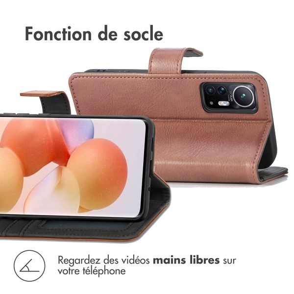 imoshion Étui de téléphone portefeuille Luxe Xiaomi 12 / 12X - Brun