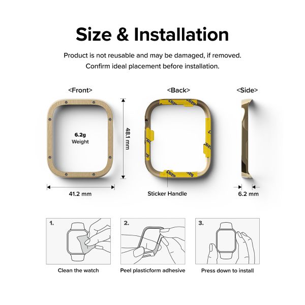 Ringke Style de lunette Apple Watch Series 7 / 8 / 9 - 45 mm - Hairline Bolts Gold