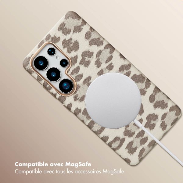 Selencia Coque Sabi imprimé panthère avec MagSafe Samsung Galaxy S25 Ultra - Soft Ivory