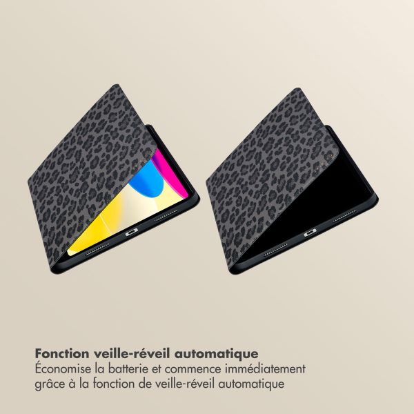 Selencia Coque tablette Sabi avec imprimé léopard Apple iPad 11 (2025) 11 pouces A16 / iPad 10 (2022) 10.9 pouces - Midnight Black