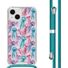 imoshion Coque Design avec cordon iPhone 13 - Jellyfish Watercolor