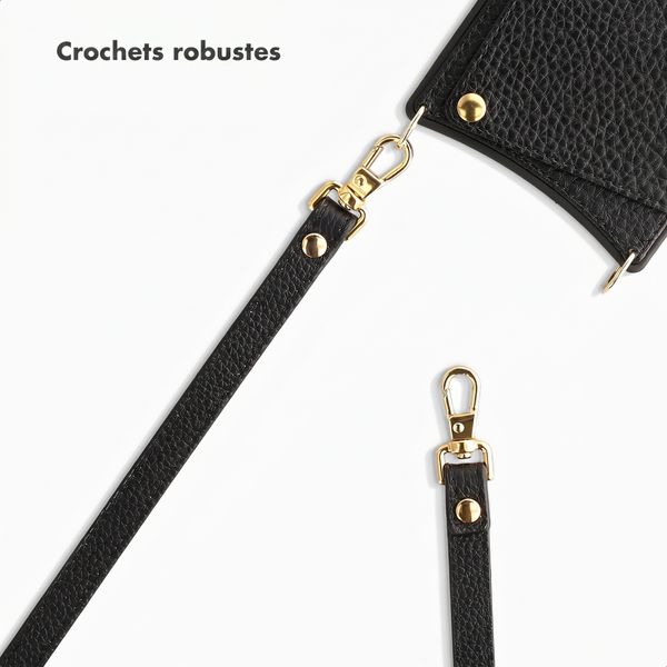 Selencia Cordon de téléphone crossbody Selencia en véritable cuir - Noir