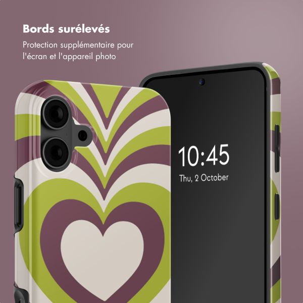 Selencia Coque arrière Vivid Tough avec MagSafe iPhone 16 - Double Hearts Plum Fern