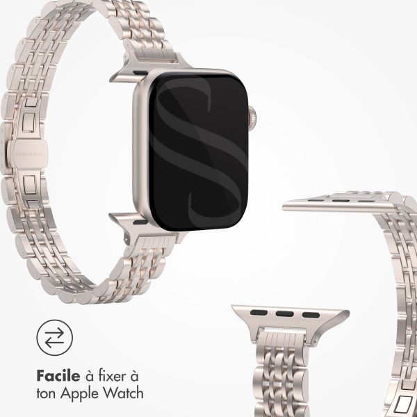 Selencia Bracelet en acier slim style Jubilee Apple Watch Series 1 t/m 9 / SE (38/40/41 mm) | Series 10 / 11 (42 mm) - Starlight