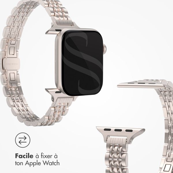 Selencia Bracelet en acier slim style Jubilee Apple Watch Series 1 à 9 / SE (38/40/41 mm) | Series 10 (42 mm) - Lumière Stellaire