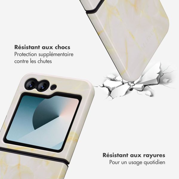 Selencia Coque arrière Vivid Samsung Galaxy Z Flip 6 / Flip 7 FE - Golden Beige Marble