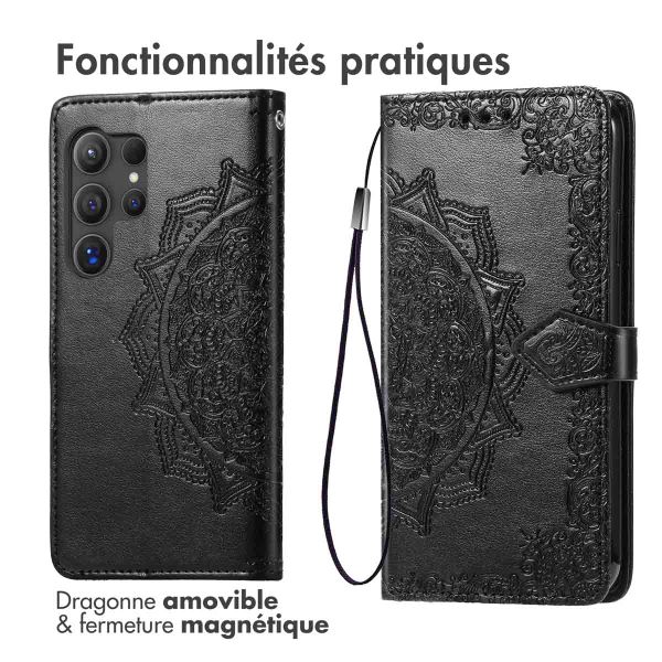 imoshion Etui de téléphone portefeuille Mandala Samsung Galaxy S25 Ultra - Noir