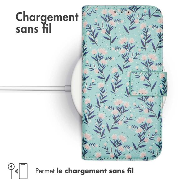 imoshion Étui de téléphone portefeuille Design Samsung Galaxy A25 (5G) - Blue Flowers