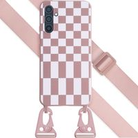 Selencia ﻿Coque design en silicone avec cordon amovible Samsung Galaxy A34 (5G) - Irregular Check Sand Pink