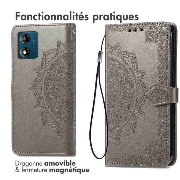 imoshion Etui de téléphone portefeuille Mandala Motorola Moto E13 - Gris