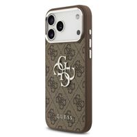Guess Coque 4G Metal Logo Backcover Apple iPhone 17 Pro - Silver Edge - Brown