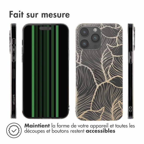 imoshion Coque Design Apple iPhone 15 Pro Max - Golden Leaves Transparent