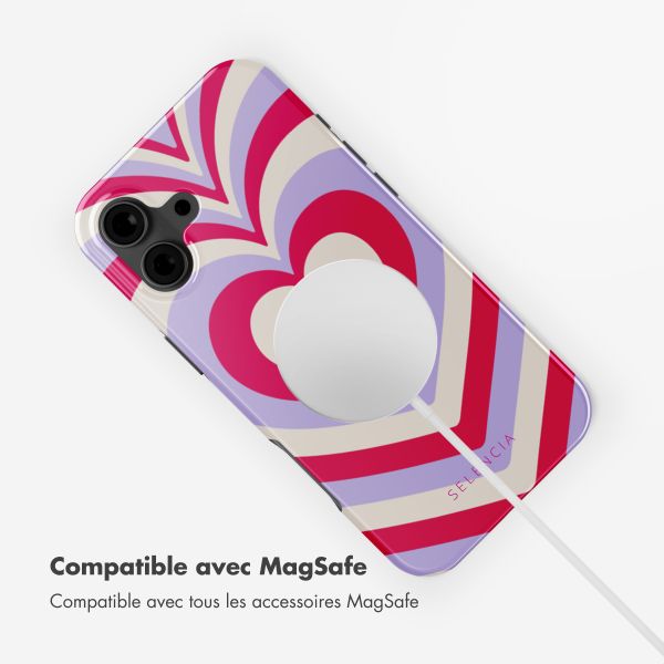 Selencia Coque arrière Vivid avec MagSafe Apple iPhone 16 - Double Hearts Rubine Red Lilac