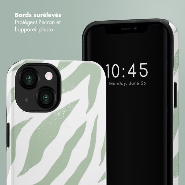 Selencia Coque arrière Vivid Apple iPhone 13 - Colorful Zebra Sage Green