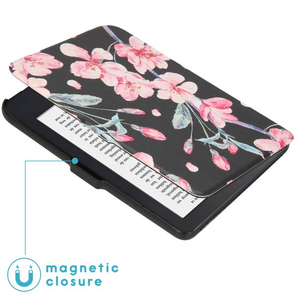 imoshion Design Slim Hard Case Sleepcover Kobo Clara 2E / Tolino Shine 4 - Blossom Watercolor Black