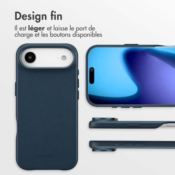 Accezz Coque arrière en cuir avec MagSafe Apple iPhone Air - Nightfall Blue