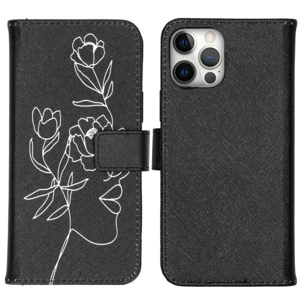 imoshion Coque silicone design iPhone 12 (Pro) - Woman Flower Black