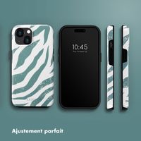 Selencia Coque arrière Vivid Tough iPhone 15  - Colorful Zebra Pine Blue