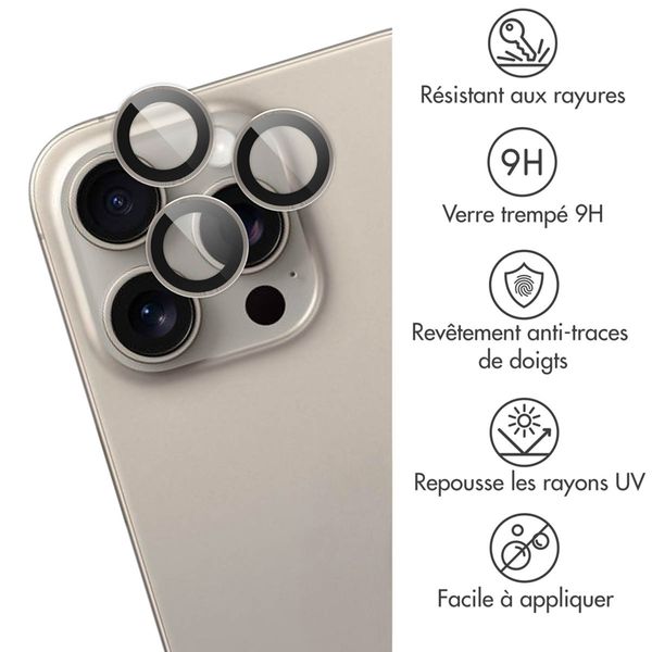 imoshion Lot de 2 protections d'objectif de caméra Apple iPhone 15 Pro / 15 Pro Max - Natural Titanium