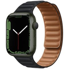 Apple Bracelet Leather Link Apple Watch Series 1 t/m 11 / SE / Ultra (44/45/46/49 mm) - Taille M/L - Midnight