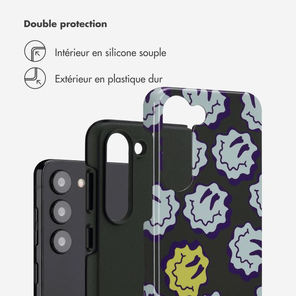 Selencia Coque arrière Vivid Samsung Galaxy S23 - Wavy Smiley Green