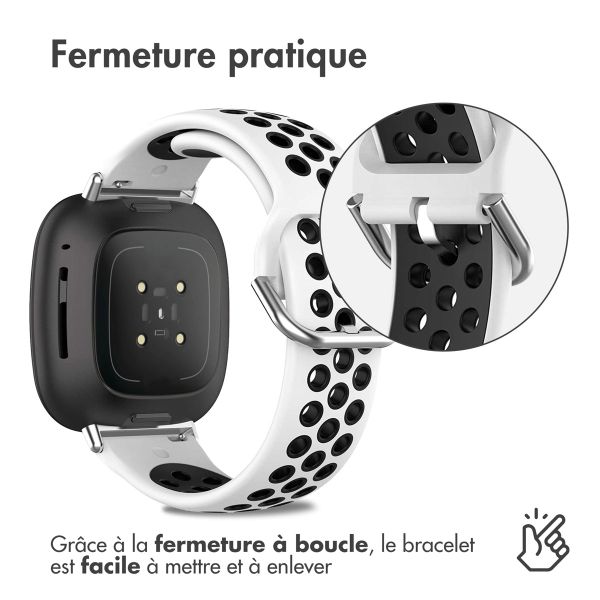 imoshion Bracelet sportif en silicone Fitbit Versa 4 / 3 / Sense (2) - Blanc/Noir