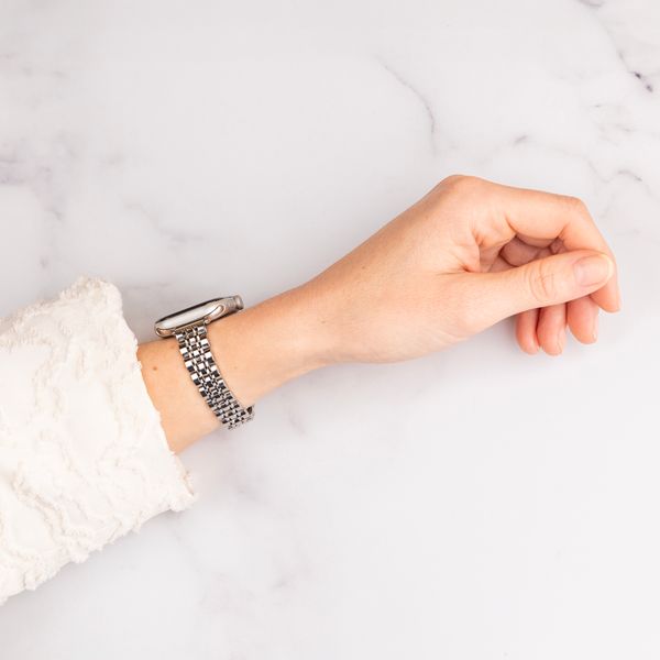 Selencia Bracelet en acier slim style Jubilee Apple Watch Series 1 t/m 9 / SE (38/40/41 mm) | Series 10 / 11 (42 mm) - Argent
