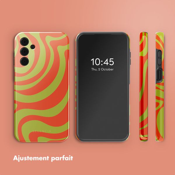 Selencia Coque arrière Vivid Tough Samsung Galaxy A15 (5G/4G) - Wavy Swirl Orange Fern