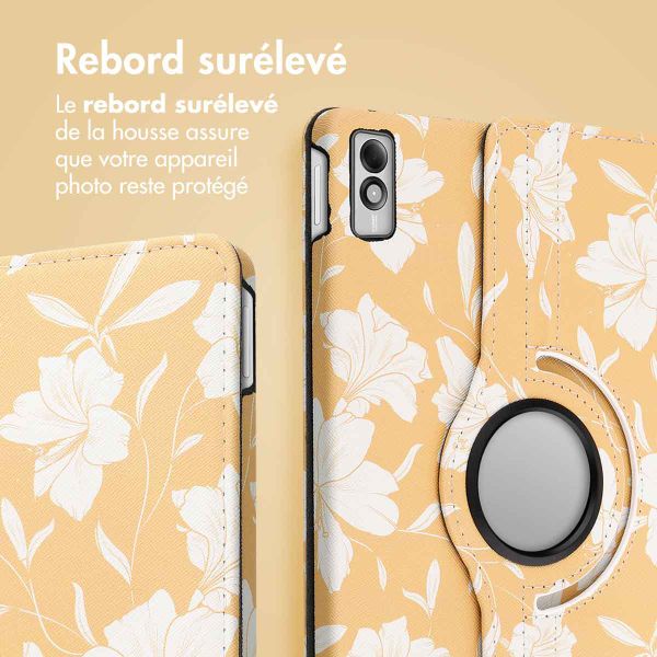 imoshion Coque tablette Design rotatif à 360° Lenovo Tab M10 5G - Yellow Flowers