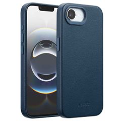 Accezz Coque arrière en cuir avec MagSafe Apple iPhone 16e - Nightfall Blue