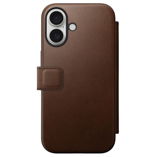 Nomad Étui de téléphone portefeuille Modern Leather Folio iPhone 16 - Brown