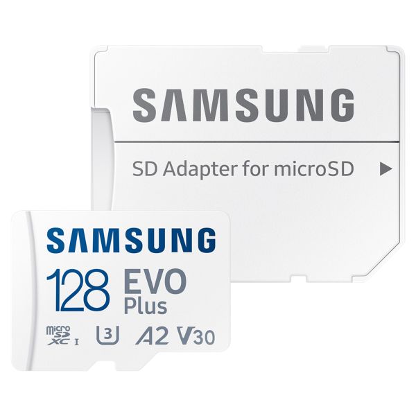 Samsung EVO Plus microSD 2024 - 128GB - Inclus un adaptateur SD - UHS-I/U3/Full HD/4K UHD