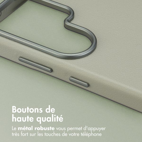 Accezz Coque arrière en cuir avec MagSafe Samsung Galaxy S26 Ultra - Light Grey