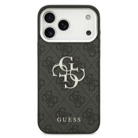 Guess Coque 4G Metal Logo Backcover Apple iPhone 17 Pro - Silver Edge - Black