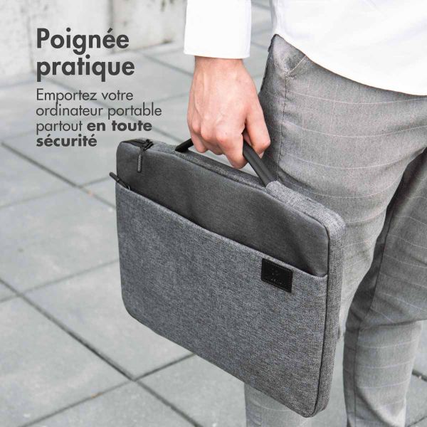 imoshion Pochette ordinateur 15-16 pouces - Pochette ordinateur avec poignée - Convient aux ordinateurs portables jusqu'à 15,6 pouces - Gris