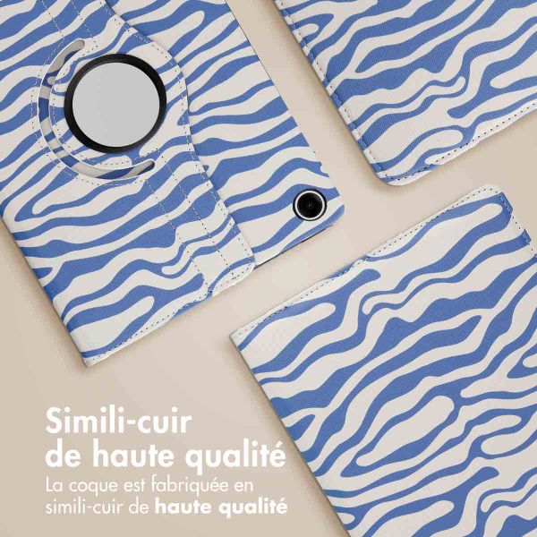 imoshion Coque tablette Design rotatif à 360° Samsung Galaxy Tab A9 Plus - White Blue Stripes