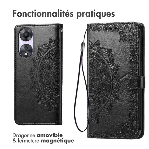 imoshion Etui de téléphone portefeuille Mandala Oppo A78 (4G) - Noir