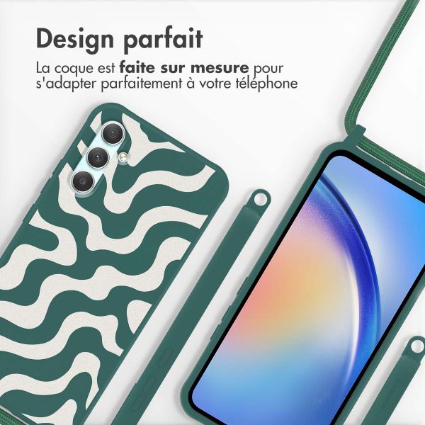 imoshion Coque design en silicone avec cordon Samsung Galaxy A34 (5G) - Petrol Green Groovy