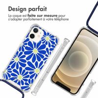 imoshion Coque Design avec cordon Apple iPhone 12 Mini - Cobalt Blue Flowers Connect