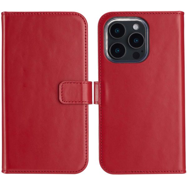 Selencia Étui de téléphone portefeuille en cuir véritable iPhone 16 Pro Max - Rouge