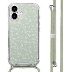 imoshion Coque Design avec cordon Apple iPhone 16 - Smoke Green Flowers