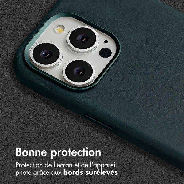 Accezz Coque MagSafe en cuir vintage Apple iPhone 15 Pro Max - Smokey Green