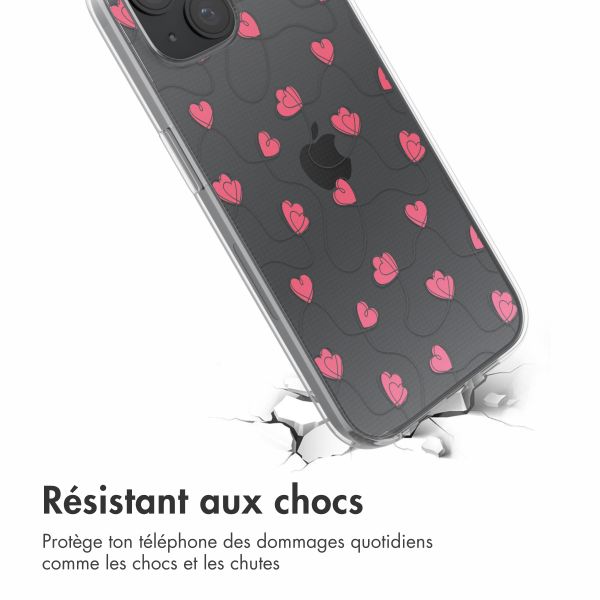 imoshion Coque design pour iPhone 15 - Dusty Rose Connected Hearts