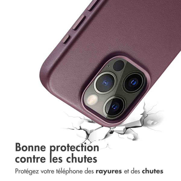 Accezz Coque arrière en cuir avec MagSafe Apple iPhone 15 Pro - Heath Purple